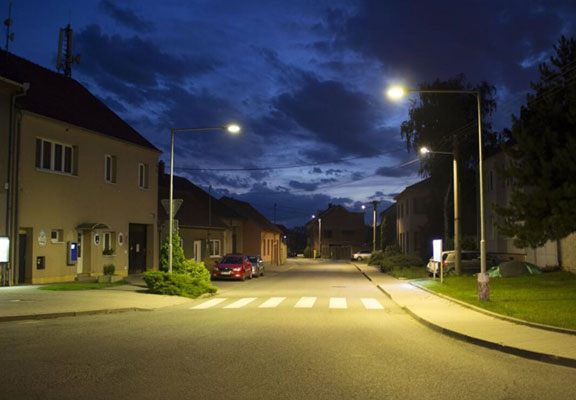 Village Night under LED Street Light